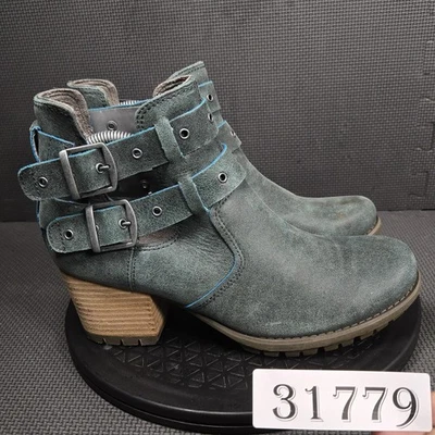 Caterpillar Boots Womens Size 10 Blue Gray Ankle Double Buckle Strap Block Heel - Image 1 of 4