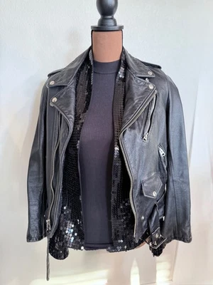 UO Deadstock Schott NYC Women’s XS Black Genuine Leather Motorcycle Jacket - Image 1 of 4