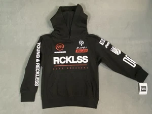 Sudadera con capucha negra/roja pequeña para niños pequeños e imprudentes talla 4/5 Spellout nueva con etiquetas  - Imagen 1 de 11