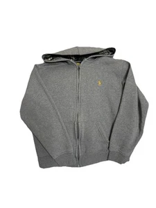 Polo Ralph Lauren Jacket Boys LargeGrey Zip Up Hooded Sweater Fleece Long Sleeve - Picture 1 of 4