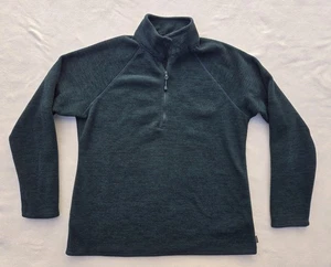 Eddie Bauer Sweater Womens Large Dark Green Fleece Quarter Zip Raglan Pullover - Picture 1 of 9
