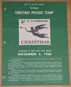 US STAMP POSTER #1276 5¢ CHRISTMAS POSTAGE STAMP, 1965 - Picture 1 of 1