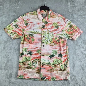 RRL Ralph Lauren Camp Shirt Pink Tropical Palm Tailored Hawaiian Island Aloha - Picture 1 of 11