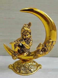 Estatuilla de Metal Señor Krishna ídolo artesanía escultura murti habitación Pooja - Imagen 1 de 4
