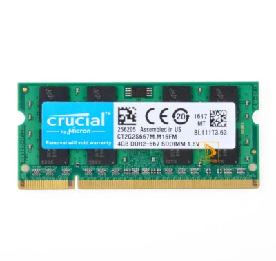Crucial 4GB 2Rx8 PC2-5300S DDR2 667Mhz 200Pin RAM Memory Laptop 1.8V SO-DIMM， - Image 1 of 4