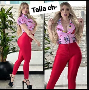 Set 2 pezzi leggings e blusa PJ rosso cotone rosa top con cool art nuovissimo. - Foto 1 di 5