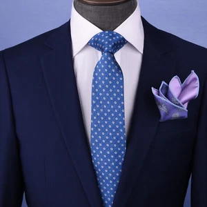 Blaue Stylis Krawatte italienisches Muster Business formell Eleganz für schickes Herren Ego - Bild 1 von 6