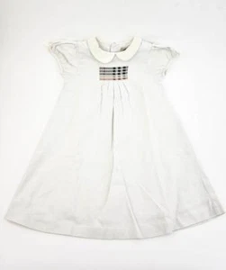 BURBERRY Girls: Off-White, Corduroy & "Nova Check" Short Sleeve Dress Sz: 4Y - Picture 1 of 8