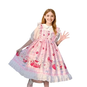 Kawaii Tea Party Lolita Dress with Bunny & Teacup Print Ruffle Sweet JSK Dresses - Picture 1 of 24