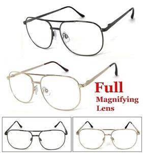 1 or 2 Pairs Large Pilot Square Full Lens Reading Glasses Metal Frame - Picture 1 of 11