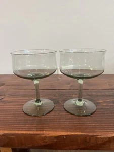 Lenox Green Mist Dessert Sherbet Glasses Cups Goblets Set Pair 2 MCM 70s Vintage - Picture 1 of 4