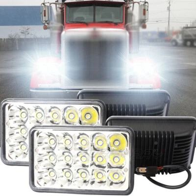 4PCS 4x6" LED Headlights With DRL For Kenworth W900 T400/800 Peterbilt 357 379 - Image 1 of 4