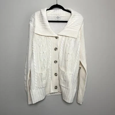 Nuevo con etiquetas Suéter Grueso Tejido con Cable Frontal Botón Manga Larga Crema St. John Bay Talla 1X Foto 1 de 4