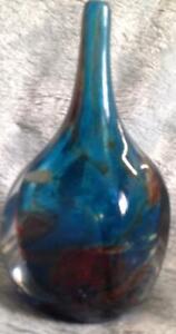 Wonderful Mdina (Malta) Cased Art Glass Vase Square cut bottle shape Blue Red>