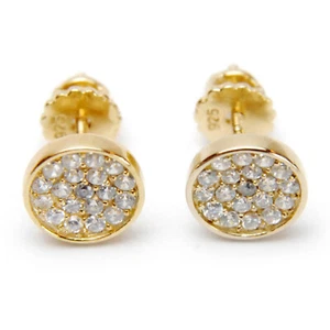 Hip Hop Men's Iced Gold Silver Plated 7 mm Round Screw Back Stud Earrings 917 - Picture 1 of 6