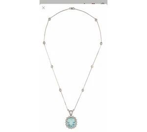 14K Gold, Paraiba  & Diamond  Pendant  Necklace  -Gia report - Picture 1 of 10