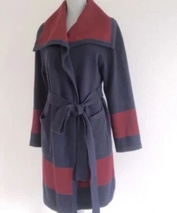 Marc Jacobs Wool Cardigan Sweater Jacket Tie Waist Burgundy Navy- Women’s Size M - Picture 1 of 7