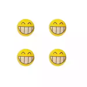 4er Set Ventilkappen Smiley Autoreifen Fahrradreifen Smiley Kugel in Gelb NEU - Picture 1 of 2