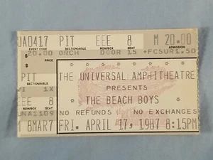 4-17-87 1987 BEACH BOYS Concert Ticket Stub Universal Amphitheatre Los Angeles - Picture 1 of 2
