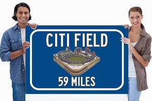 New York Mets Citi Field - Miles to Stadium Highway Straßenschild Customize the Dis - Bild 1 von 11