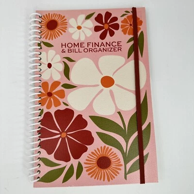 OLD EAST MAIN CO Home Finance Bill Organizer w/ Monthly Pockets Budget Planner Pink w/Flowers