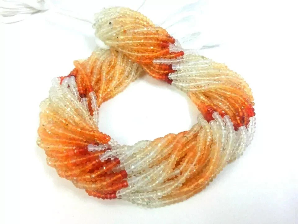 Rondelle de ópalo de fuego mexicano facetado 3-3,5 mm cuentas naturales sueltas 13" pulgadas 1 hilo Foto 1 de 4