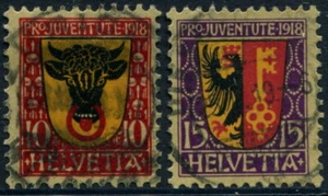 SUIZA - 1918 PRO JUVENTUD Set a 15c 'MULTI' SGJ9-J10 FU Cv£60 [A7591]* - Imagen 1 de 2