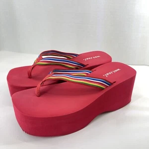 Wet Seal Vintage 90s Y2K Red Chunky Platform Thong Sandals UNMARKED Size 9? READ - Picture 1 of 24