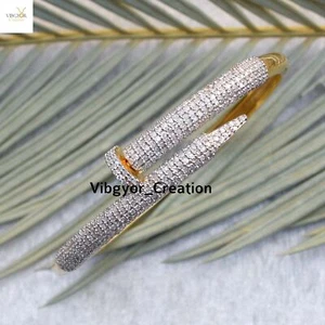 Bracciale Pave Diamanti Placcato Oro Argento Sterling 925 Regalo Anniversario Moglie - Foto 1 di 3