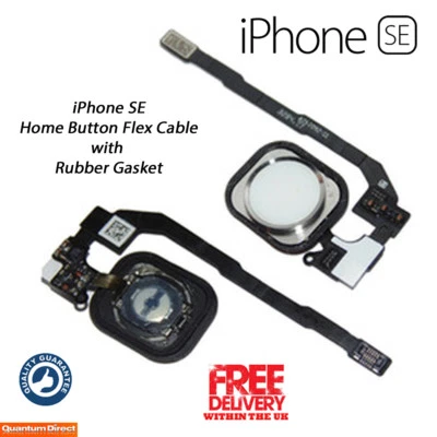 IPHONE Se / 5S Completo Pulsante Home Ricambio Nastro Con Guarnizione Argento - Immagine 1 di 3