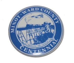 1986 MINOT WARD COUNTY NORTH DAKOTA Centennial Ceramic Medal 1 - Picture 1 of 2