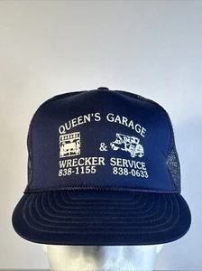 Vintage Queens Garage Cap Snap Back Servizio Demolitore Auto Puff Vernice Spell Out - Foto 1 di 11