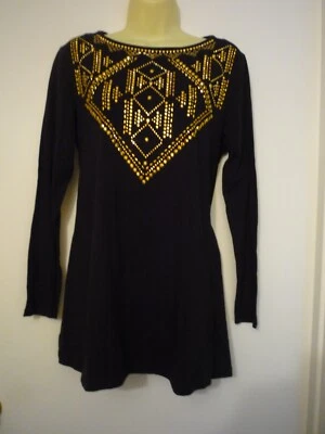 DG2-TOP DE PUNTO DIANE GILMAN - TALLA MEDIANA - MANGA LARGA - DETALLE REDONDO CUELLO - NEGRO/DORADO Foto 1 de 4
