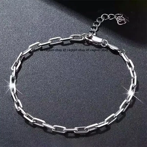 Pure Platinum 950 Chain Women 3.1mm Square Rolo Link Bracelet 6.8-6.9g/6.7inch - Picture 1 of 12