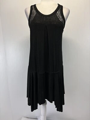 Vestido Free People Make It Count Swing XS Negro Sin Mangas Slinky Encaje Cachicho Foto 1 de 4