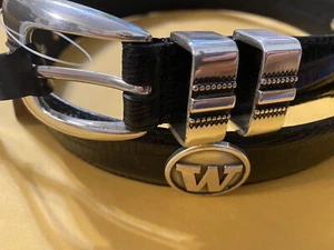 Black Leather Belt with University Of Washington  Conchos Size 30 R+ - Picture 1 of 2