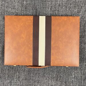 PORTABLE BACKGAMMON SET Complete in brown Vinyl Case