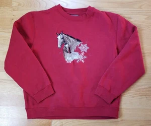 Bit & Bridle For Her Horse Foal Embroidered Red Sweatshirt Size M - Picture 1 of 7