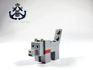 LEGO 2015 Minecraft Minifigure Gray Wolf Tamed Mob Red Collar minewolf01 21121 - Picture 1 of 1