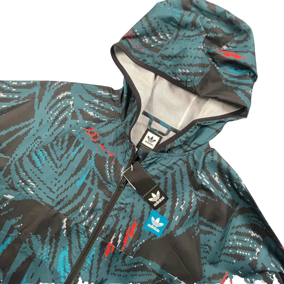 Adidas скейтбординга ветровка толстовка с капюшоном мужской большой полный молнии сетки подкладка новый с Ярлыками - Изображение 1 из 4