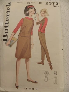 BUTTERICK Pattern 2373 Vintage Sz 10 1960's Girls Classic Skirt Slacks Top UNCUT - Picture 1 of 3