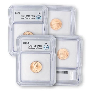 2025 P & D Lincoln Shield Cent 2 Coins ICG MS 67 - Picture 1 of 1