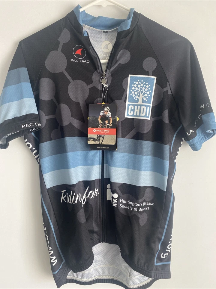 Camiseta de ciclismo Pactimo para hombre talla grande, azul, manga corta, cremallera completa Foto 1 de 4