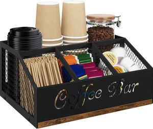 Coffee Station Organizer for Countertop Farmhouse Coffee Bar Organizer with Mesh - Picture 1 of 12