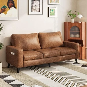 3 Seater Sofa, Modern Sofa Couch Large, Faux Leather Sofa for Living Room Office - Picture 1 of 24