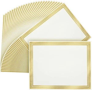 Juvale Gold Foil Award Certificate Paper - 50 Sheets 8.5 x Letter size, White  - Picture 1 of 9