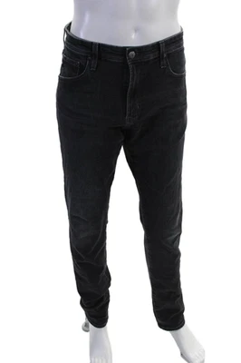 Pantalones de mezclilla AG para hombre con cierre de botones cinco bolsillos pierna recta negros talla 34 Foto 1 de 4