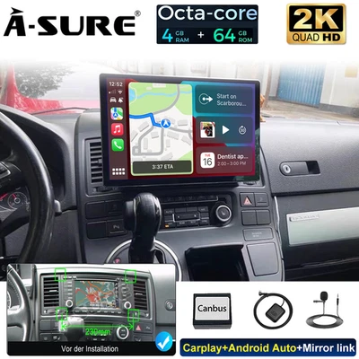 13.1" Android 14 Autoradio 2K Screen Carplay GPS Für VW T5 Multivan Transporter - Bild 1 von 4