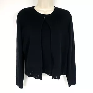 Rena Rowan Womens Cardigan Small Black Beaded Knit Stretch 2 Pc Set - Picture 1 of 15