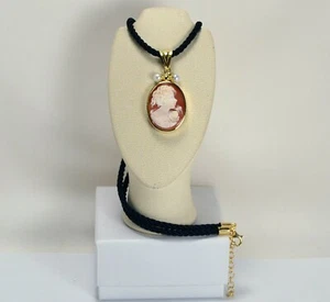 CIONDOLO IN ARGENTO 925 DORATO CON PERLE E CAMMEO IN CORNEOLA VOLTO AGDV 0172 - Picture 1 of 3